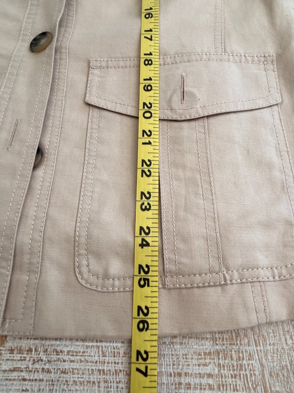 Ann Taylor Lined Safari Utility Jacket Beige/Tan/Creme Linen Cotton Size 8 - Picture 7 of 10